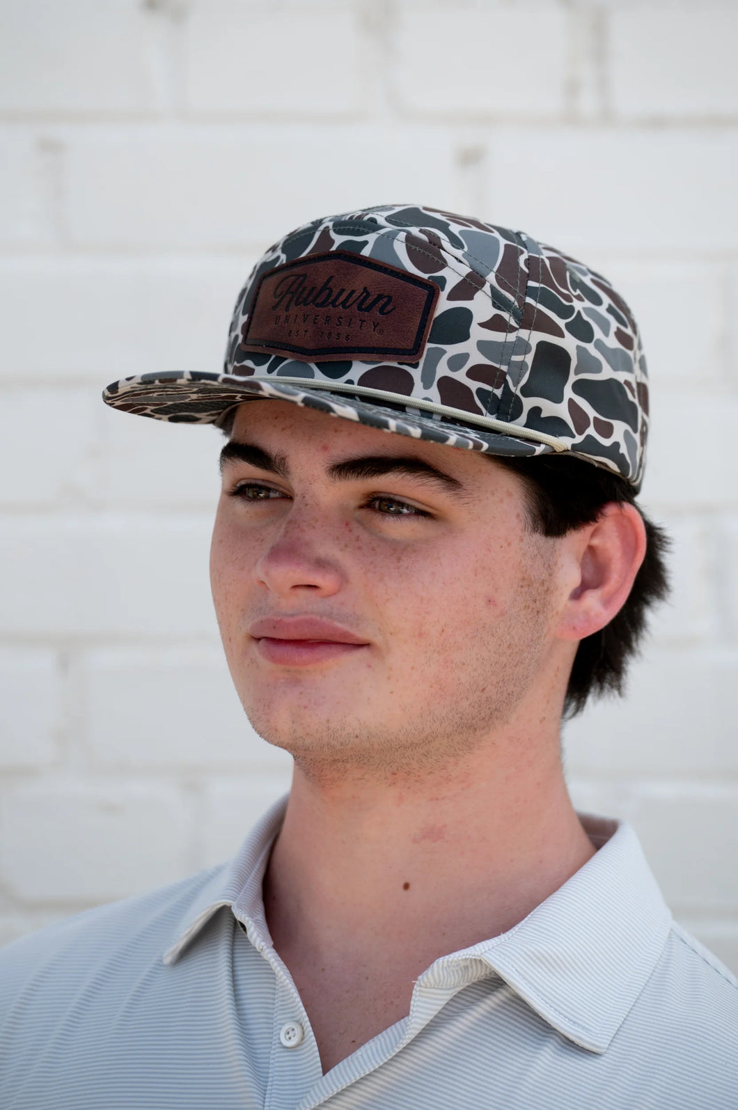 JNJ Auburn Leather Patch Hat