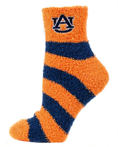 Fuzzy Striped Auburn  Sock